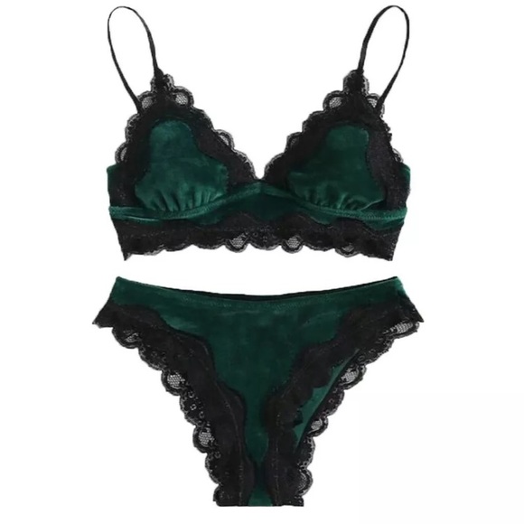 Other - Ana Lace and Velvet Lingerie Bra Underwear Set